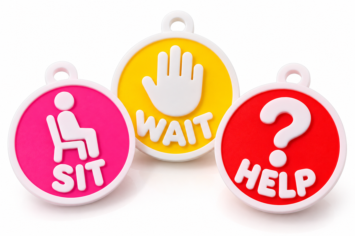 ABA Communication Keychain Tiles – 3-Piece Add-On Set | SIT • WAIT • HELP