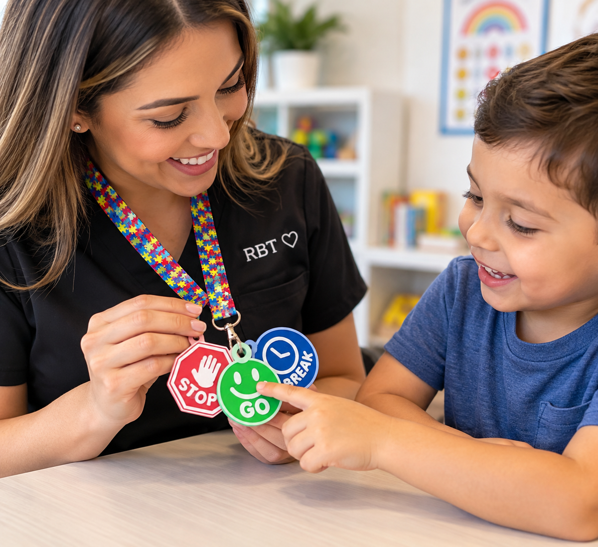 3D Visual Communication Token Lanyard – STOP, GO & BREAK