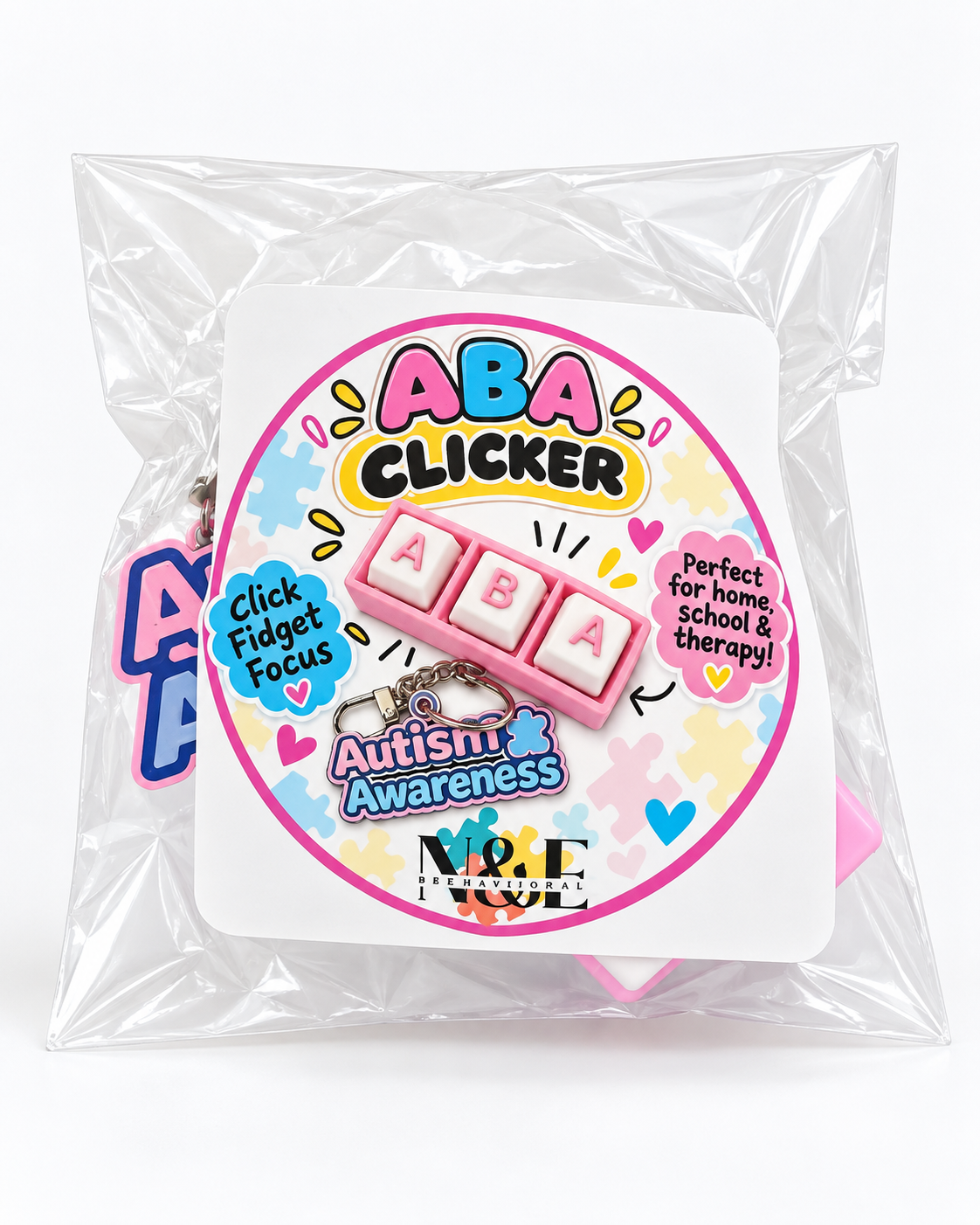ABA Clicker Fidget Keychain – Autism Awareness Edition