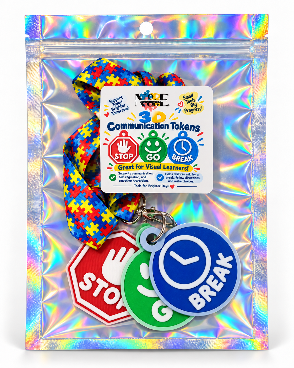 3D Visual Communication Token Lanyard – STOP, GO & BREAK
