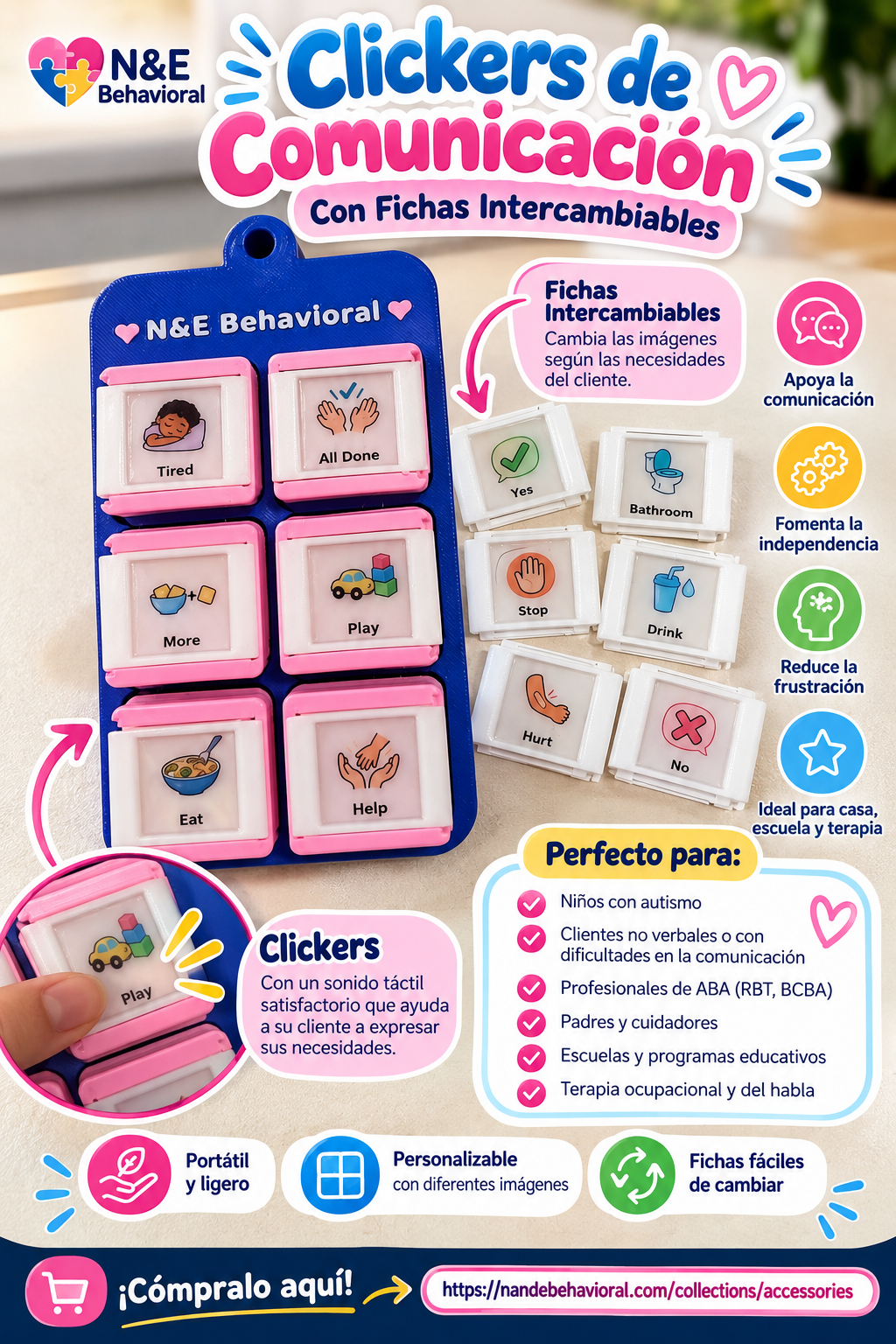 Interchangeable AAC Communication Clicker Board – Visual Communication Tool | PRE-ORDER