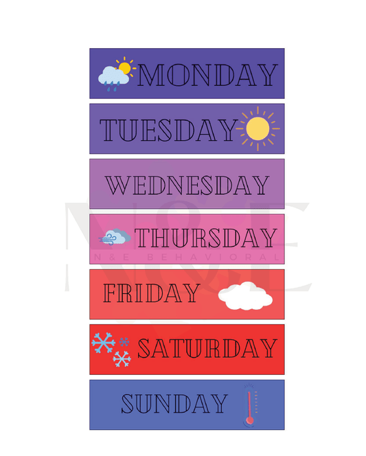 Days Of The Week Matching - N&E Behavioral