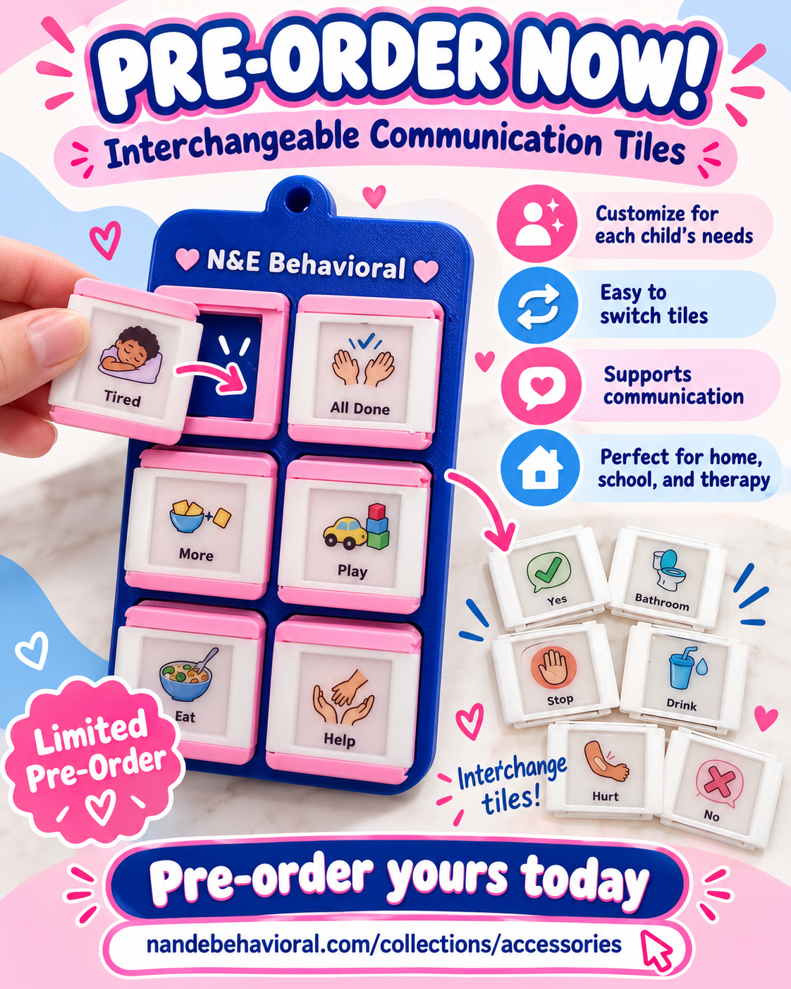 Interchangeable AAC Communication Clicker Board – Visual Communication Tool | PRE-ORDER